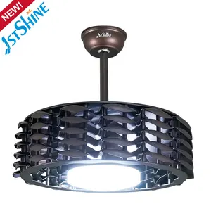 1stshine led ventilateur de plafond 100% De Cuivre Moteur Contrôle Chambre Bibliothèque 22 Pouces 3 Couleurs LED Lumière Sans Lame ventilateur plafond