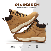 Bottes de randonnée de sécurité pour hommes en nubuck pleine fleur brun clair de haute qualité - SBP SRA, embout en fibre de verre, anti-perforation