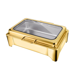Plat Chafing Électrique Doré de Luxe pour Buffets de Restauration, Chauffe-Plats pour Hôtels et Restaurants - Product Image 1