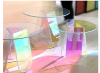 Table d'appoint en acrylique colorée sur mesure, effet verre arc-en-ciel, table basse ronde – Vente en gros usine |   Belle table d'appoint holographique