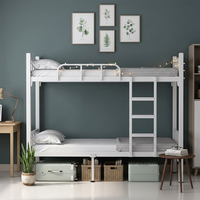 Lit superposé double en fer robuste et simple avec échelle, solution tout-en-un pour projets universitaires, mobilier de dortoir de luxe pour personnel scolaire