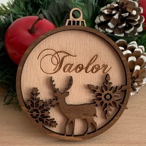 Artesanías de Navidad Decoración Árbol de Navidad Elk Colgante de doble capa Nombre de una pieza personalizado - Product Image 4