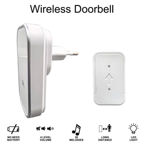 Sonnette de porte domestique 38 sonneries Sonnette auto-alimentée 4 volumes réglables EU US IP68 Sonnette sans fil étanche - Product Image 4