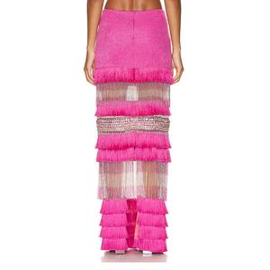 Alta Calidad Personalizado Rosa Moda Fringe <span class=keywords><strong>Maxi</strong></span> Vestidos en <span class=keywords><strong>Pop</strong></span> para Mujeres - Product Image 3
