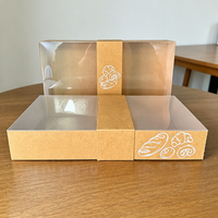 Boîte à pain transparente anti-humidité en papier kraft, emballage jetable de qualité alimentaire pour gâteaux et desserts à emporter