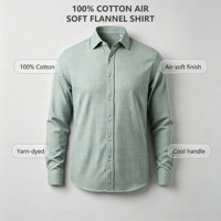 Chemise en flanelle à manches longues pour homme, 100% coton, style preppy moderne, logo personnalisé, finition douce et conventionnelle