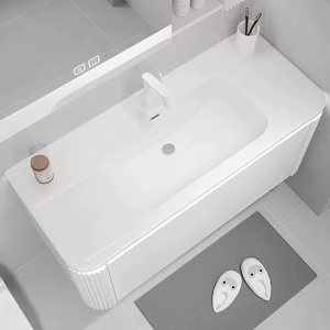 Vente en gros <span class=keywords><strong>d</strong></span>'usine Armoire de salle de bain murale grise à double porte en PVC avec miroir LED pour lavabo pour salle de bain <span class=keywords><strong>d</strong></span>'hôtel - Product Image 5