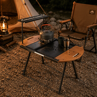 Table de camping pliable portable pour IGT, style rétro en bois, hauteur réglable, mobilier d'extérieur multifonctionnel