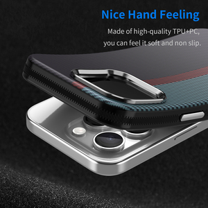 เคสโทรศัพท์บุด้วยไมโครไฟเบอร์ TPU + PC ป้องกันรอยขีดข่วนกรอบโลหะคาร์บอนไฟเบอร์สไตล์ธุรกิจ - Product Image 2