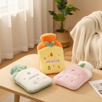 Bouteille d'eau chaude miniature de 1000 ml avec housse en fausse fourrure d'animal en peluche