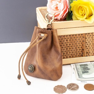 Men's Medieval <b>Leather</b> Drawstring Coin Pouch Wallet Women's Change Purse with Credit Card Holder Costume Props - Product Image 2