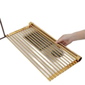 Escurridor de Silicona Dorado Tamaño L, Tapete Plegable Antideslizante para Secar Platos, Organizador de Fregadero de Cocina - Product Image 5