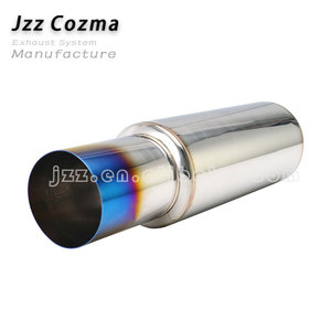 Accesorios para Automóviles, Silenciador de Escape Universal de Acero Inoxidable <span class=keywords><strong>Cromado</strong></span> Plateado con Salida Azul Quemada, Silenciador de Alto Rendimiento - Product Image 2