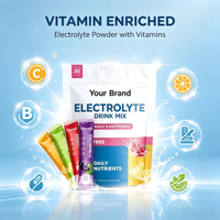 Poudre d'électrolytes sans sucre, enrichie en vitamine B complexe et en zinc, pour stimuler l'immunité