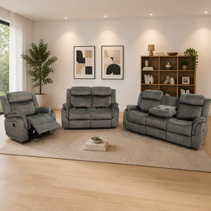 Juego de Sofás Reclinables de Tela Gris con Consola de Almacenamiento y Mesa Abatible para Sala de Estar - Product Image 4