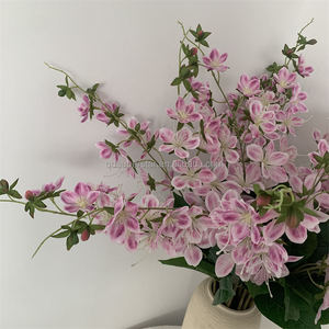 B-935 Fleurs artificielles en soie de haute qualité, simulation de <span class=keywords><strong>jasmin</strong></span> rose à 9 têtes, longue branche, plante suspendue pour mariage et Noël en intérieur - Product Image 2