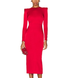 Abito <span class=keywords><strong>rosso</strong></span> a maniche lunghe da donna <span class=keywords><strong>con</strong></span> spalline sul retro Love Cut <span class=keywords><strong>con</strong></span> fessura <span class=keywords><strong>con</strong></span> Design a cerniera - Product Image 2