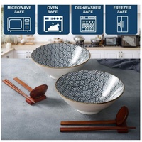 Ensemble de 8 pièces de soupe japonaise Udon Pho nouilles asiatiques servant un bol de ramen en céramique de 1100ml