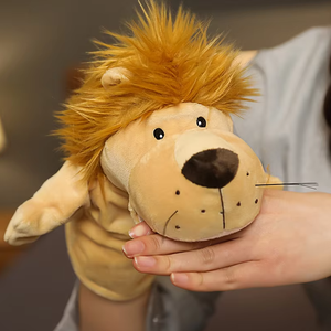 Marioneta de Mano de León de Peluche Suave y Creativa y Marionetas de Dedo de Animales de Granja con Algodón PP Esponjoso, Juguete Adorable para Niños, Juegos de Rol - Product Image 3