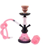 Set Pipa Shisha Kaca Arab Baru Portable Ukuran Kecil Model Double-Tube Warna Pink Ungu