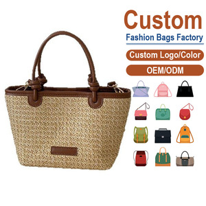 Fashion Straw and PU Leather Crossbody Bag Minimalist Woven Shoulder Purse with Classic Flap, Versatile Travel Beach Handbag - Product Image 1