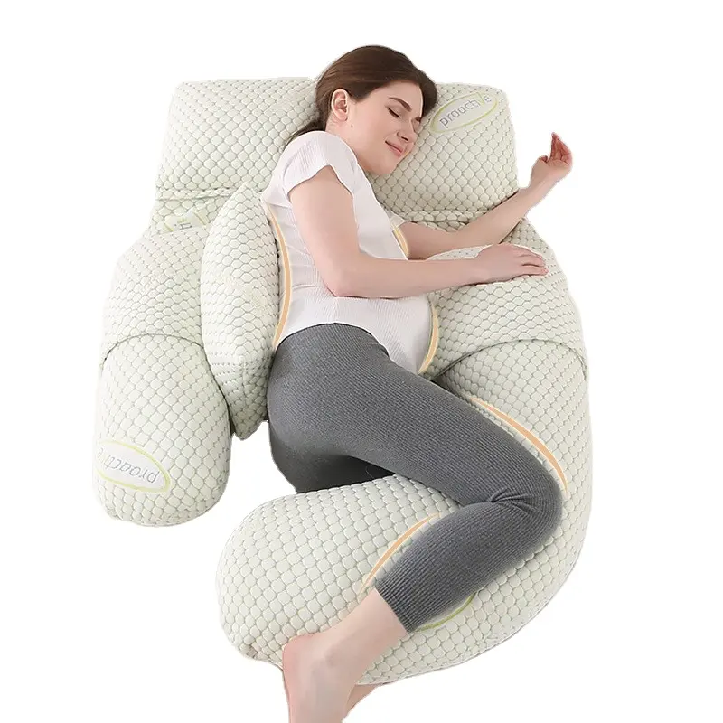 memory foam wedge pregnancy pillow cushion cover u-shaped full body long for side sleeping maternity for pregnant women