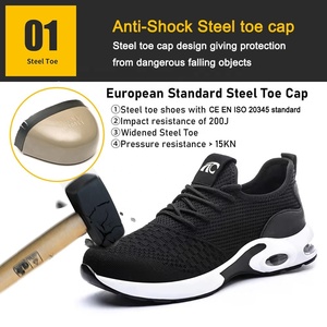 Scarpe Antinfortunistiche da Uomo Nere <span class=keywords><strong>S1P</strong></span> con Suola Ammortizzata, Antiscivolo, Resistenti all'Olio, Antiurto, Punta in Acciaio, Antiperforazione, Leggere - Product Image 3