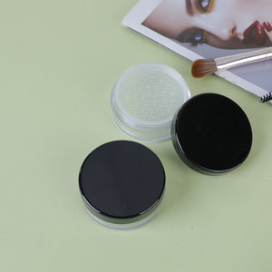 Round Flip Top Plastic Cosmetic Packaging Loose Powder <b>Box</b> With Mesh Lid For <b>Makeup</b> Storage - Product Image 2