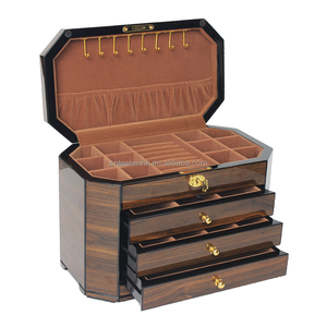 Caja de Almacenamiento de Joyas de Madera Cuadrada Moderna, Multifuncional, de Gran Capacidad, con Cerradura, para Collares y Pendientes - Product Image 1
