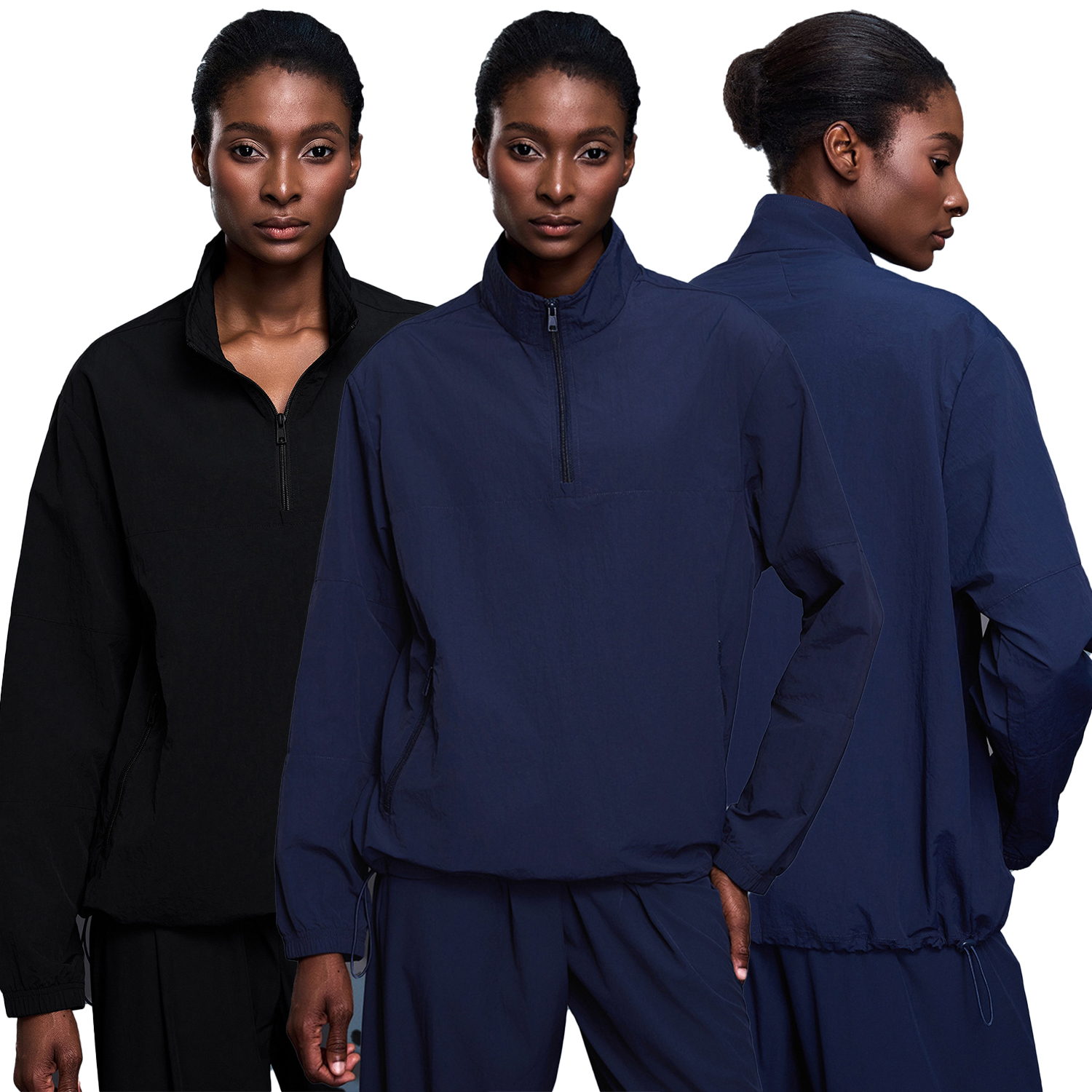 Women's Outdoor Half Zipper Pullover with Windproof Collar Light Breathable Long Sleeve Sports Top Yoga Top