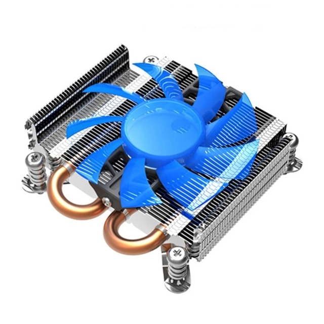 S85 CPU Cooler 80mm Silent Fan Dual-Tube Ultra-Thin Itx All-in-One 4-Pin Dual Heat-Pipe Support Intel 775 115X