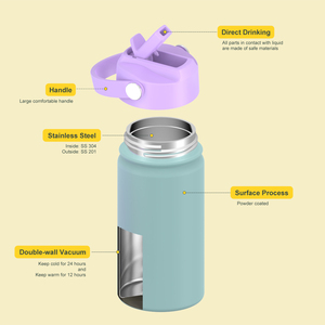 Gobelet isotherme portable en acier inoxydable de 400 ml, à double paroi, couleur unie, avec revêtement en poudre personnalisé, écologique, en stock - Product Image 2