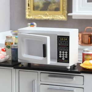 Casa delle bambole lhhanx1:12, mobili in miniatura in <span class=keywords><strong>legno</strong></span>, mini cucina, scena, <span class=keywords><strong>forno</strong></span> bianco a onde semplici - Product Image 3