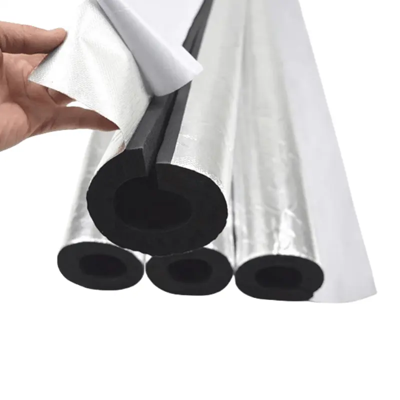 Pre-slit Foam Insulation Tube with Self-adhesive Aluminum Wrap For Pipeline Heat and Cold Insulation