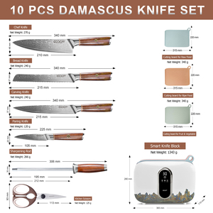 Ensemble <span class=keywords><strong>de</strong></span> couteaux Damas 67 couches <span class=keywords><strong>haut</strong></span> <span class=keywords><strong>de</strong></span> <span class=keywords><strong>gamme</strong></span> 10 pièces ensemble <span class=keywords><strong>de</strong></span> couteaux <span class=keywords><strong>de</strong></span> Chef en <span class=keywords><strong>bois</strong></span> <span class=keywords><strong>de</strong></span> rose ensemble <span class=keywords><strong>de</strong></span> planche <span class=keywords><strong>à</strong></span> découper avec porte-couteau intelligent - Product Image 2