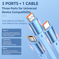 Câble de charge rapide rétractable portable 3 en 1 3A USB A vers Type C Micro USB Cordon de chargeur convivial pour les voyages