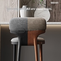 Chaise de bar et tabouret haut en bois massif de style italien minimaliste moderne pour îlot de cuisine - Non réglable, sans accoudoirs, personnalisable