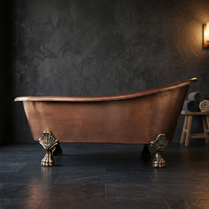 Baignoire ovale autoportante à pieds de griffe, finition cuivre émaillée, style classique, avec pieds sculptés, pour salle de bain, hôtel, villa, artisanat indien - Product Image 3