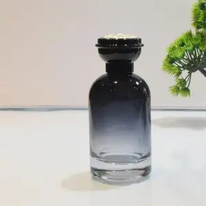 Wholesale Luxury Empty Cylinder Glass Botol Parfum 50ml Black Perfume Bottles