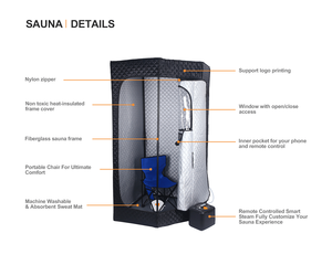 Kit de Sauna de Vapor Portátil de Tamaño Completo <span class=keywords><strong>Aquila</strong></span> Outdoors OEM, Spa Personal de Cuerpo Completo para Relajación en Casa, Tienda Tipo Cápsula de Sauna con Luz <span class=keywords><strong>Roja</strong></span> - Product Image 1