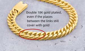 Pulsera y Collar de Cadena Cubana Chapados en Oro de 18K al por Mayor del Fabricante, Joyería en Oferta para Hombre, Pulsera de Acero Inoxidable para Hombre - Product Image 2