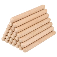 32 Pack Natural Hardwood 8 Inch Classical Wood Claves Musical Percussion Instrument Rhythm Lummi Sticks for Student Musicians