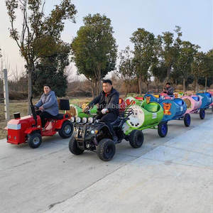Train touristique électrique d'extérieur en forme de fût à huile, avec autocollants de dessins animés personnalisés, attraction de parc familiale, pour enfants et adultes, vente chaude - Product Image 3