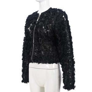 <strong>King</strong> Mcgreen Star Early Autumn New Arrival Stand up Collar 3D Sional Flower Zipper Jacket Short <strong>Coat</strong> Women Clothing - Product Image 3