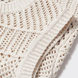 Oem & ODM tùy chỉnh phụ nữ giản dị của Crochet Áo len vest Tops Hollow Out Layering Đan Áo len vest - Product Image 6