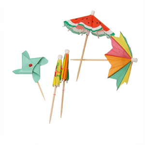 Cartoon Wooden Bamboo Food Picks Decorative Cocktail Sticks for Dessert Fruit Party Factory - Product Image 1