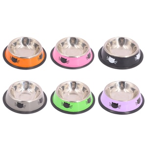 Moderno Tazón de Comida para Mascotas de 32 oz, Multicolor, Impermeable, Antideslizante, de Acero Inoxidable, con Diseño de Cara de Gato de Dibujos Animados, para una Alimentación <span class=keywords><strong>Saludable</strong></span> - Product Image 4