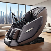 Sillón de Masaje Plegable de Cuero PU con Gravedad Cero Moderno, 2D 3D SL Track Shiatsu, Masajeador de Cuerpo Completo con Spa para Cuello/Hombros/Pies