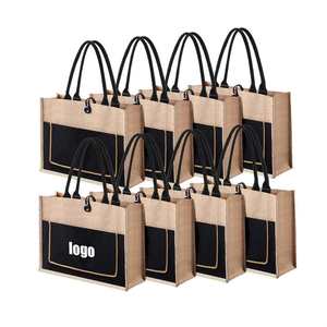 Bolsa de Yute Laminada Ecológica, Bolsa de Compras Reutilizable de Lino, con Logotipo Personalizado para Publicidad - Product Image 4