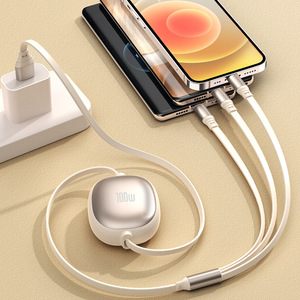 3 In 1 USB Cable 100W Fast <b>Charging</b> Aluminum Alloy TPE Jacket For Iphone And Android Type <b>C</b> Pure Copper Shielded - Product Image 4